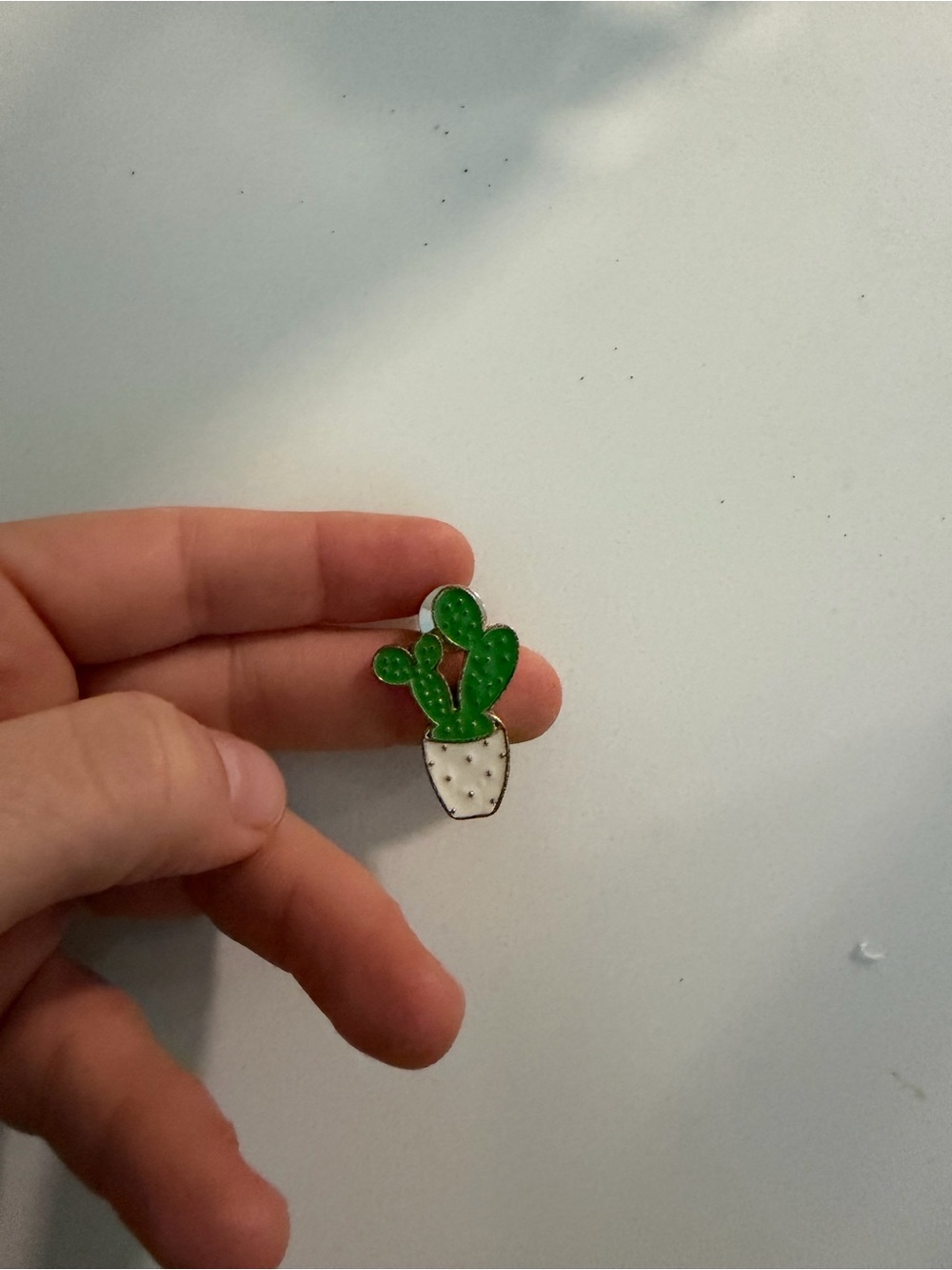 Cactus Enamel Pin in Green and White